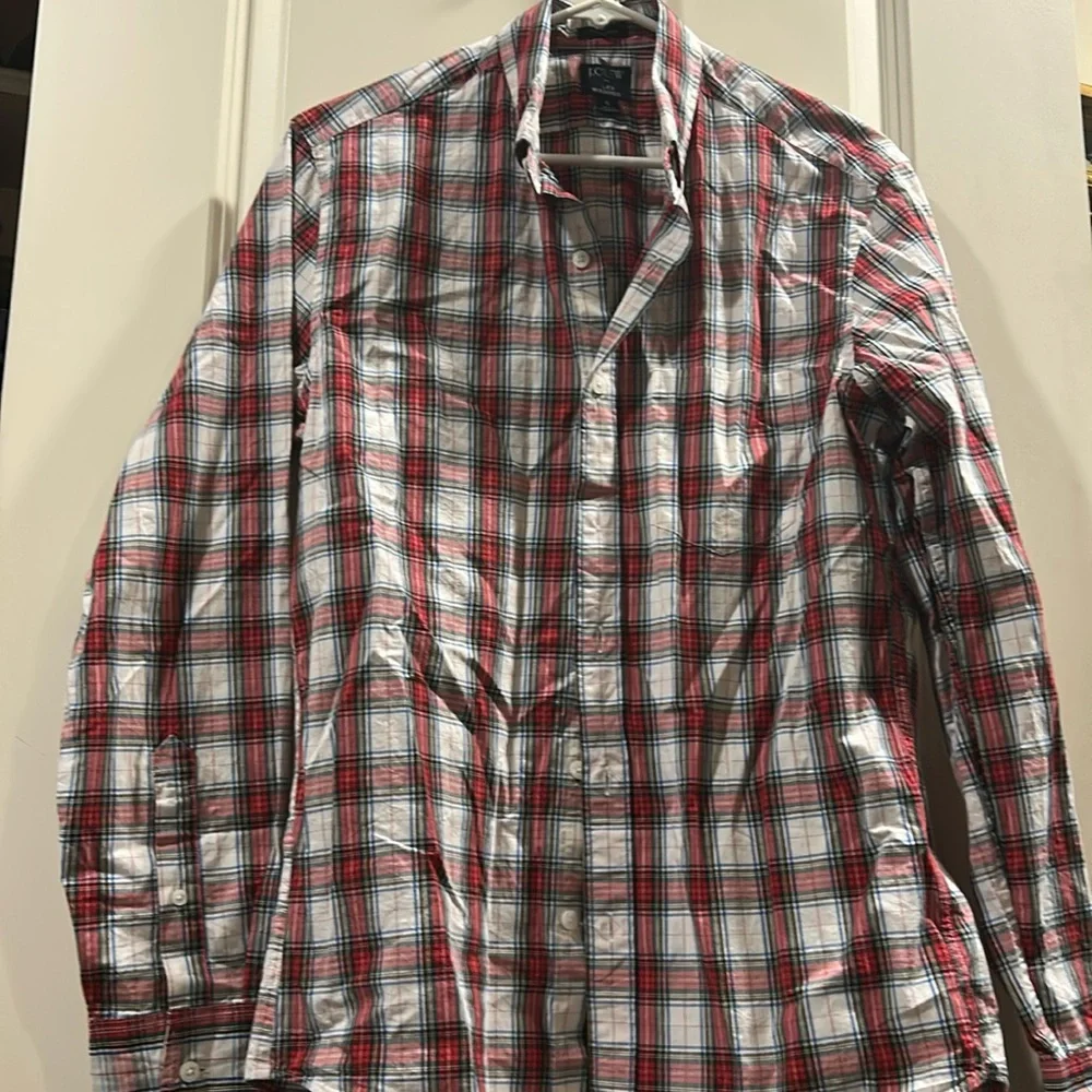Like New J. Crew Classic Flex Washed Plaid Button Down Long Sleeves Small